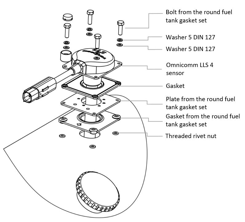 The installation sequence of Omnicomm LLS 4 fuel level sensor 