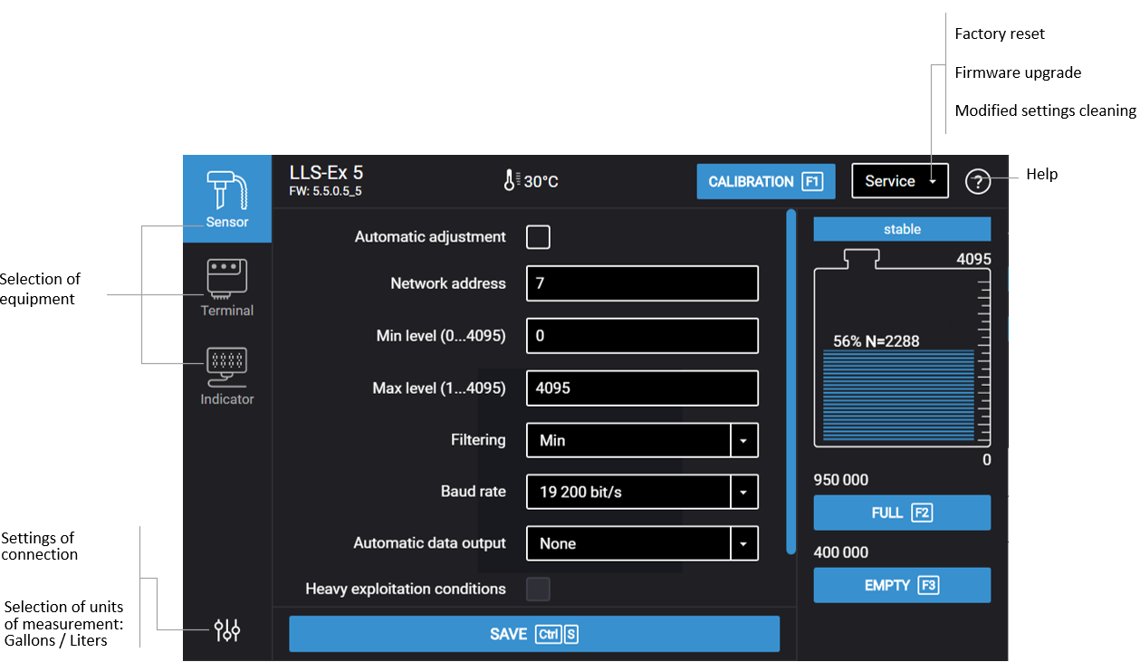 Setting of the Omnicomm LLS sensor to PC 