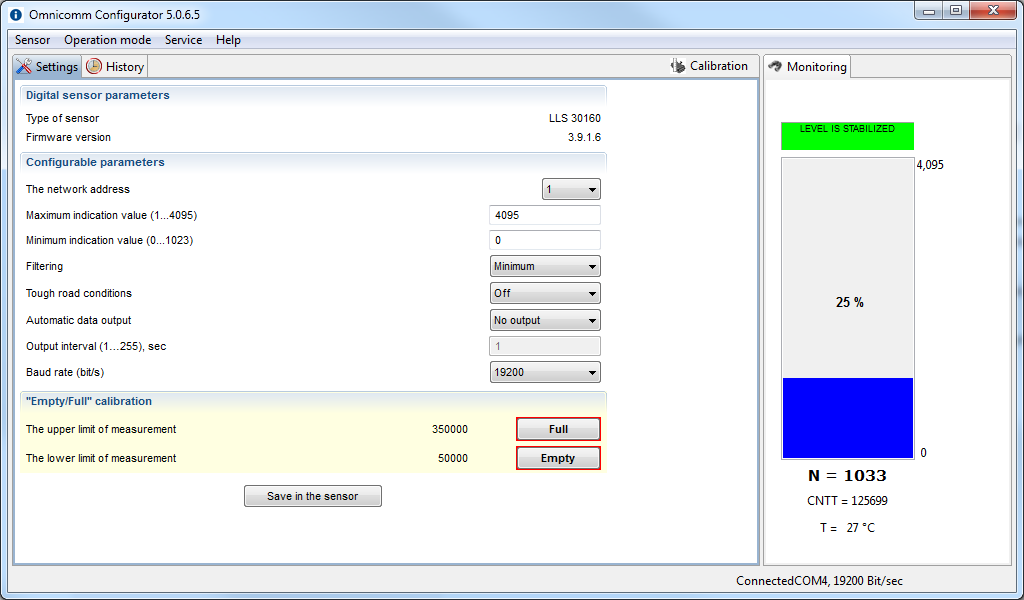 Setting up the sensor  