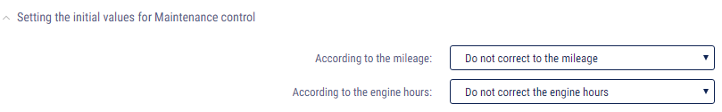 Setting initial values for maintenance control 