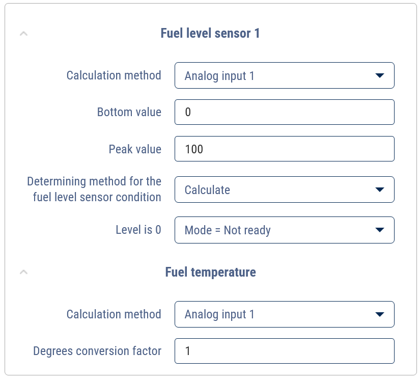 Fuel level analog input 