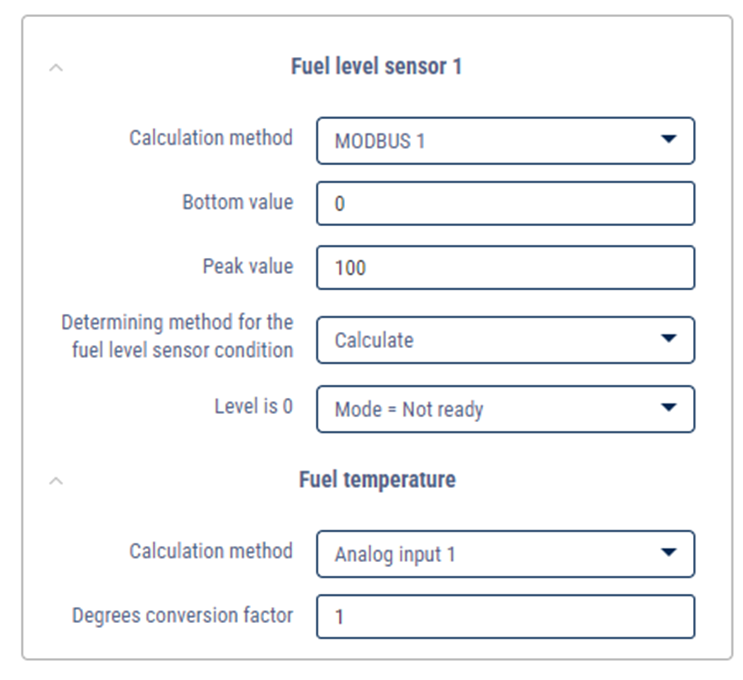 Fuel level modbus input 