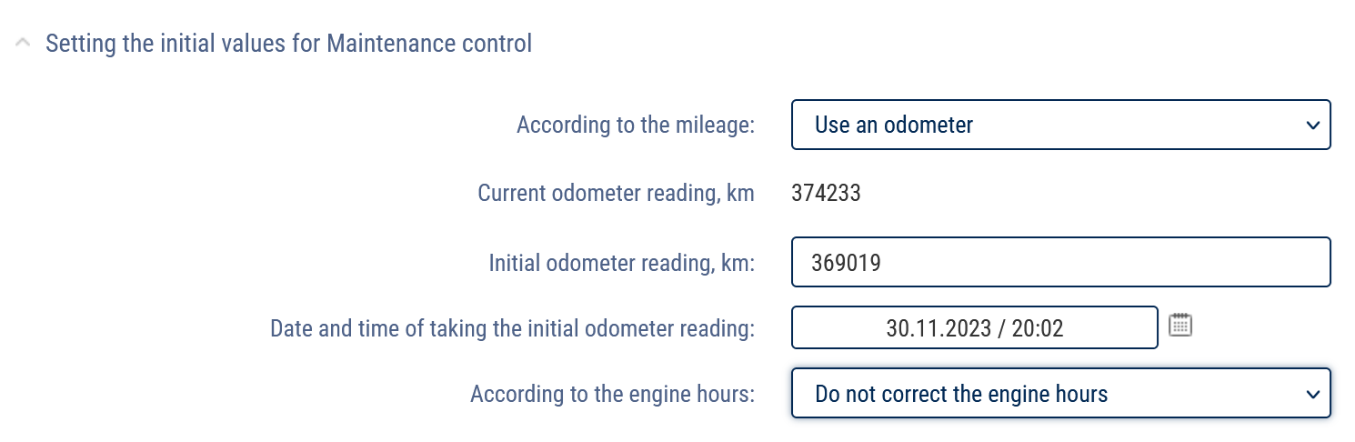 Maintenance control odometer 