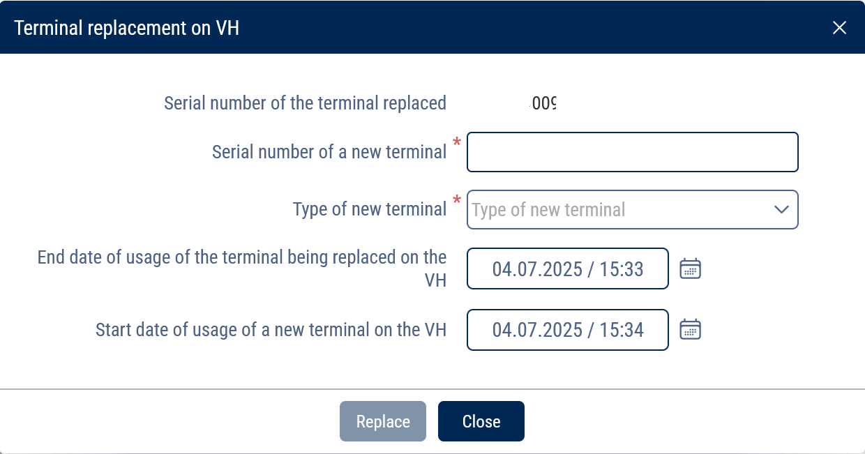 Replace a terminal 