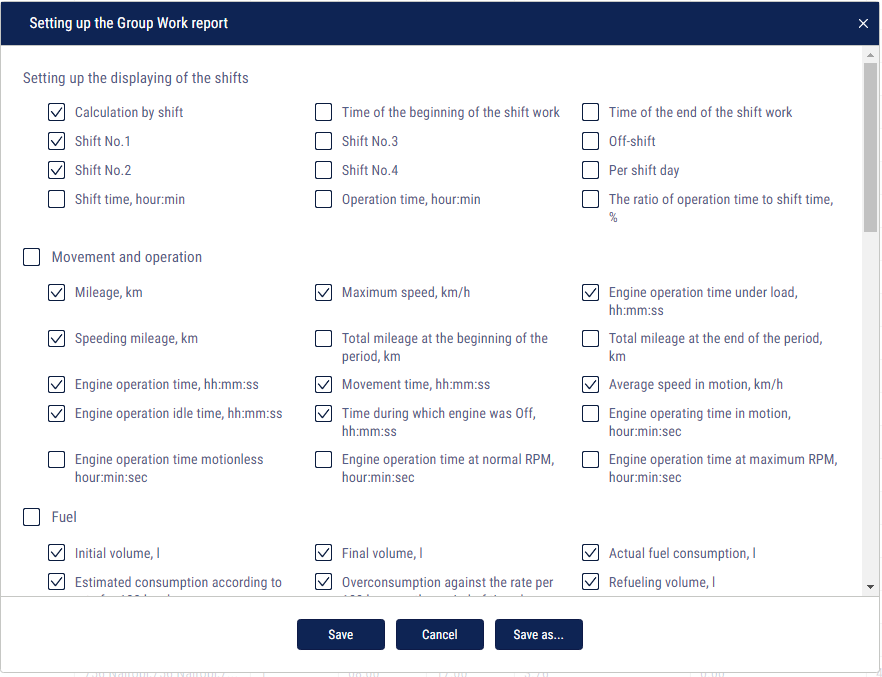 Setting up the «Group work» report 