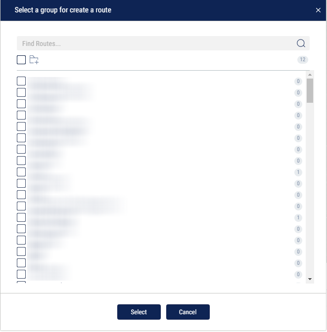 Select a group for create route 