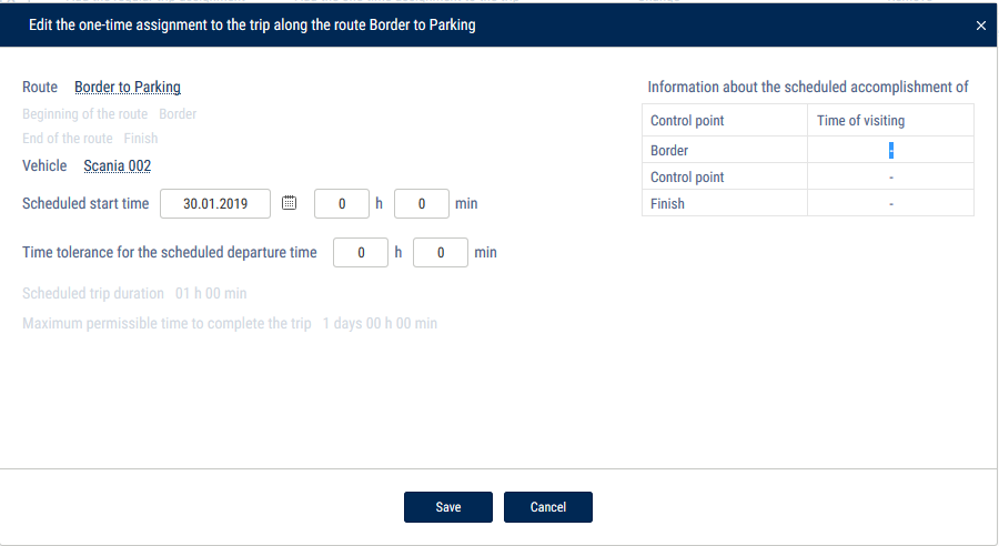 Edit a route schedule 