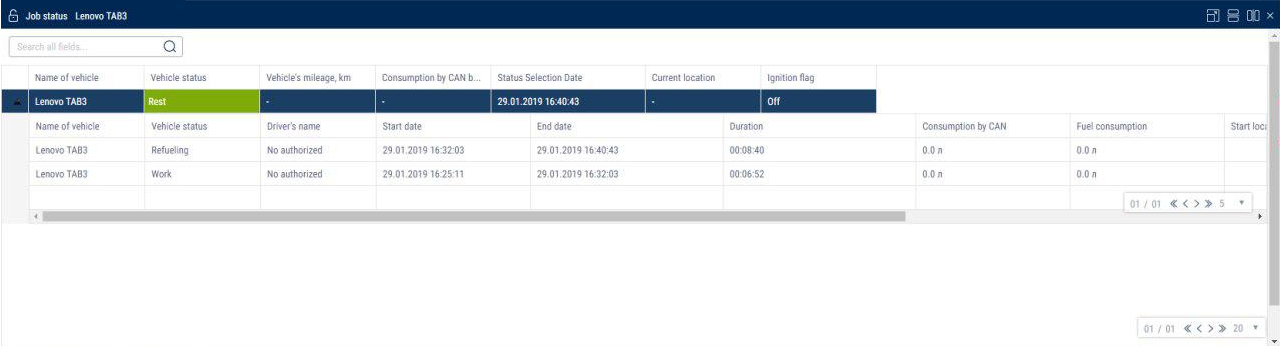 «Job status» report 