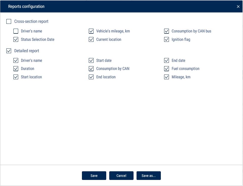 «Job status» report settings 