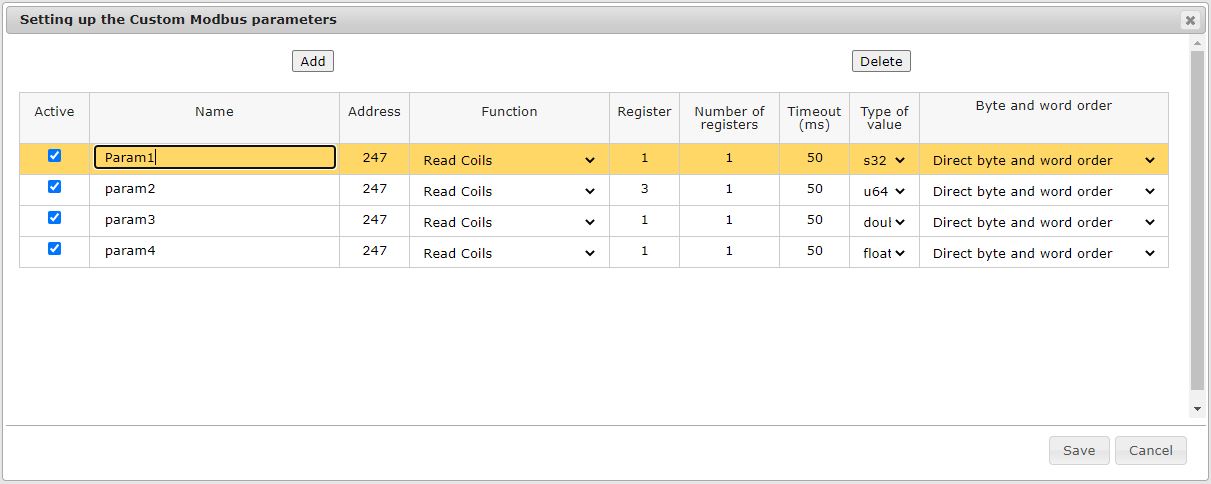 Add parameters 