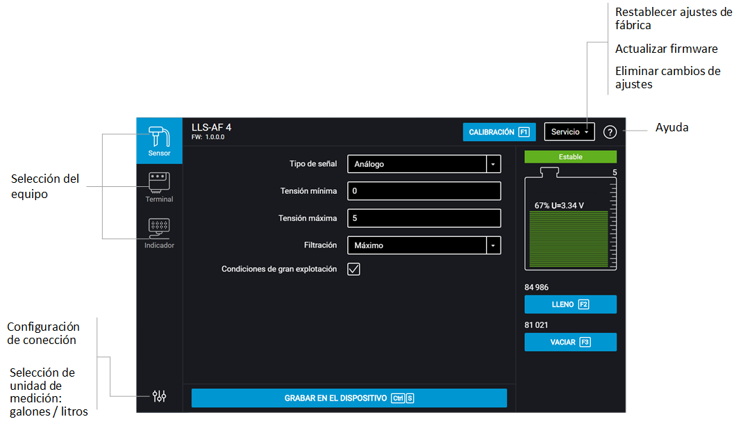 Configuración del sensor Omnicomm LLS en el ordenador Configuración del sensor Omnicomm LLS en el ordenador