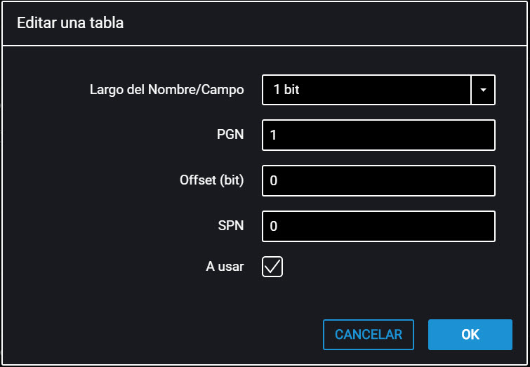 Adición de parámetros de Bus CAN 