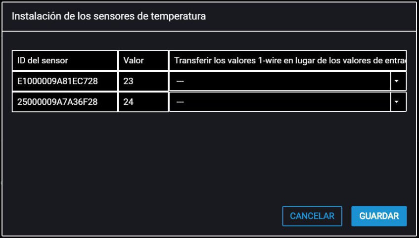 Ajustes de sensores de temperatura Ajustes de sensores de temperatura