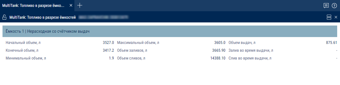 Отчет «MultiTank: Топливо в разрезе ёмкостей» 