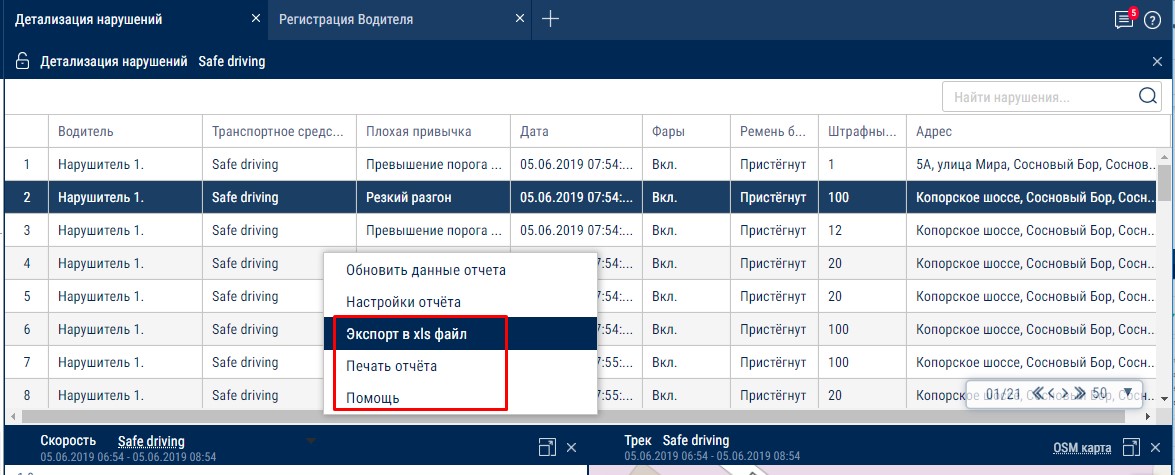 Детализация нарушений 